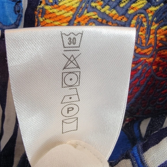 FARM RIO Striped Parrot Embroidered Mini Dress Women's XS Linen Sleeveless Blue - Picture 11 of 15